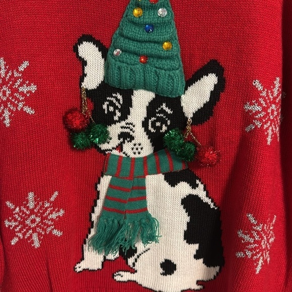 33 Degrees Ugly Christmas Sweater french bulldog women's size XL - Picture 2 of 7
